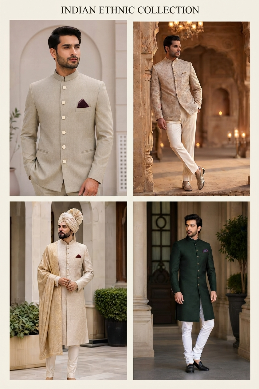 Gemini_Generated_Image_djfmuwdjfmuwdjfm (1)-clean The Bund Gala is a refined, structured jacket with a mandarin collar and front buttons — the Indian equivalent of a formal blazer.