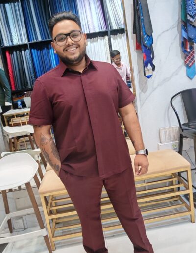 Custom made dress shirt with French cuffs, tailored by Suits & Shirts in Dubai.