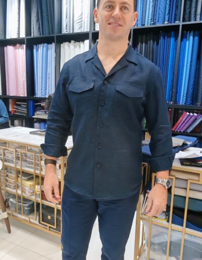 Custom fit formal shirt with a spread collar and contrast details, Dubai.